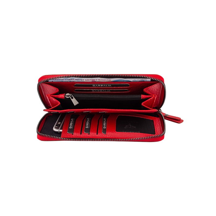 Zoozie Bags Cartera de Mujer Roja de Piel Auténtica Elegante y Sofisticada con Múltiples Compartimentos